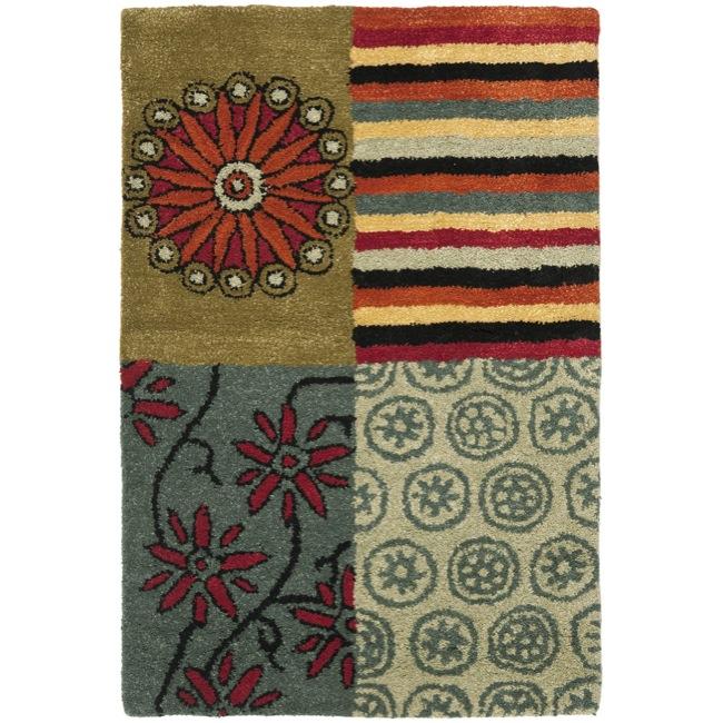 Handmade Soho Patchwork Multi New Zealand Wool Rug (2 X 3)