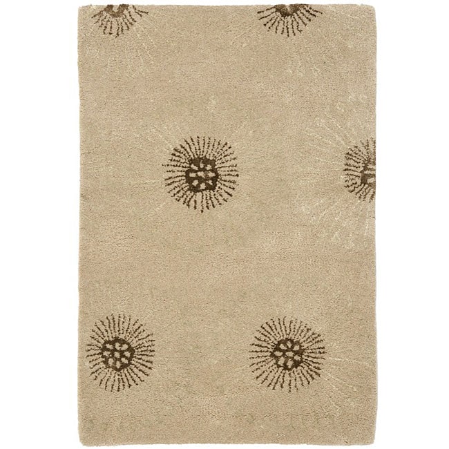 Handmade Soho Zen Beige/ Brown New Zealand Wool Rug (2 X 3)