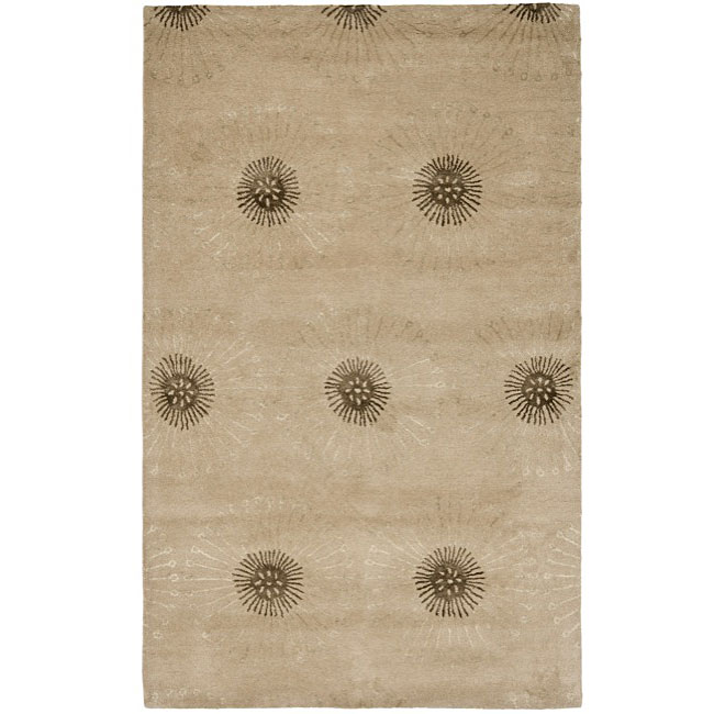 Handmade Soho Zen Beige/ Brown New Zealand Wool Rug (76 X 96)