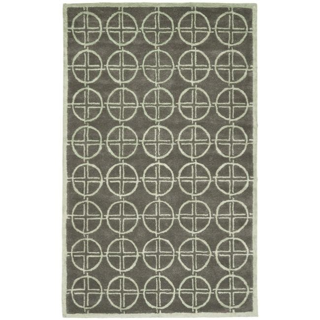 Handmade Soho Eternal Deco Grey/ Green N. Z. Wool Rug (5 X 8)