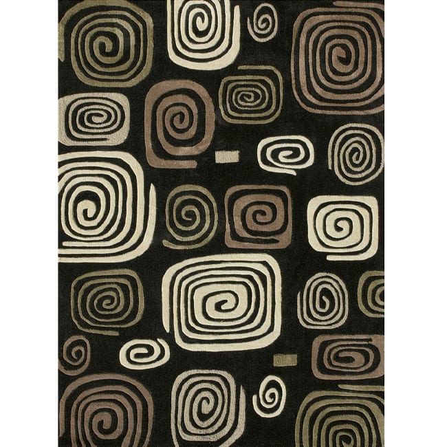 Hand-tufted Chalice Black Rug