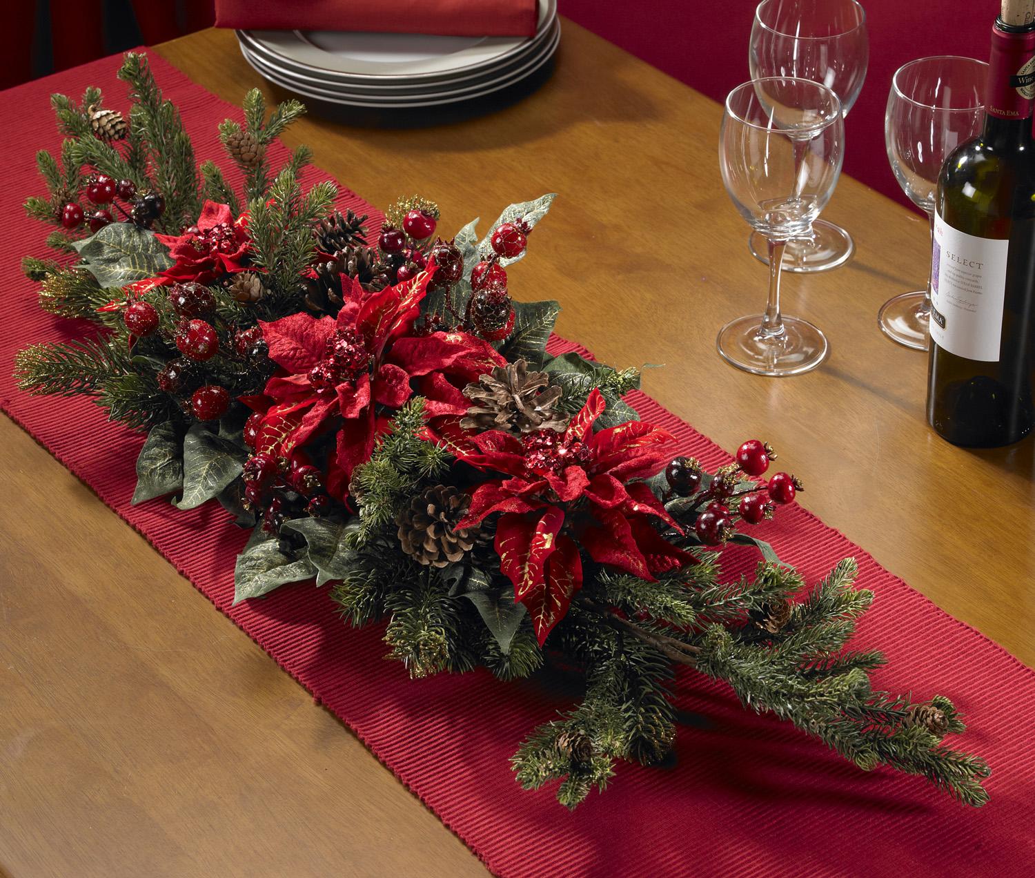 Poinsettia and Berry Centerpiece Silk Plant - Free 