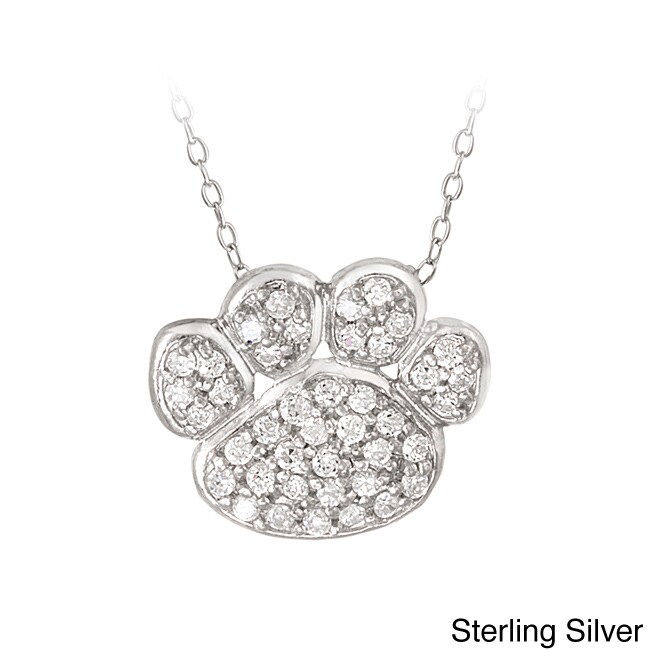 Kontur konstant kalk Icz Stonez Sterling Silver Cubic Zirconia Paw Print Necklace - Overstock -  5314965