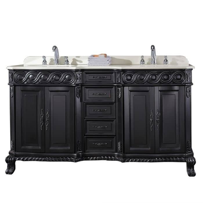 OVE Decors Tristan 60-inch Double Sink Bathroom Vanity with Marble Top