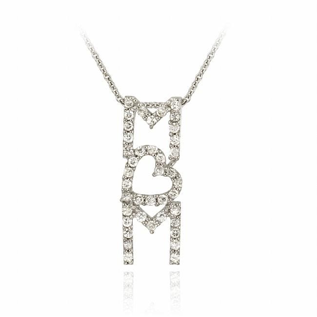 Icz Stonez Sterling Silver Cubic Zirconia Mom Necklace  