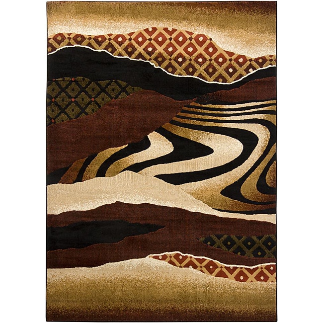 Mandara Beige Abstract Rug (53 X 76)