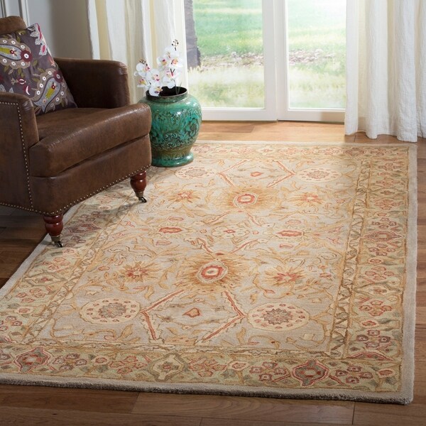 Safavieh Handmade Anatolia Oriental Grey Beige/ Sage Green Hand-spun Wool Rug - 9' x 12'