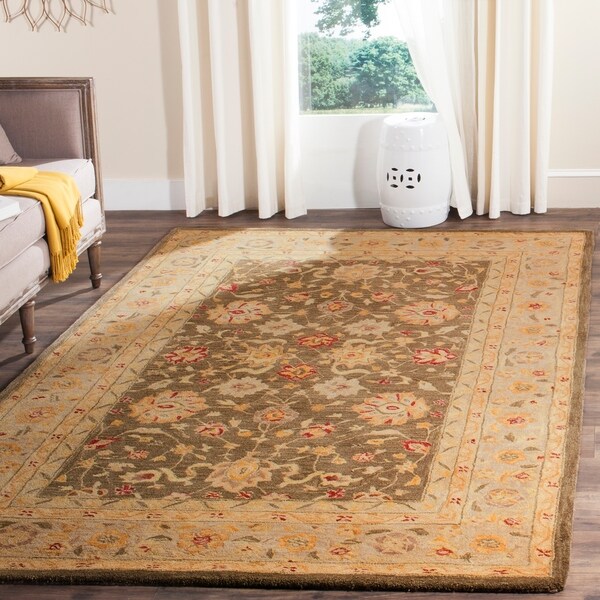 Safavieh Handmade Anatolia Oriental Farahan Olive Grey/ Beige Hand-spun Wool Rug - 6' x 9'