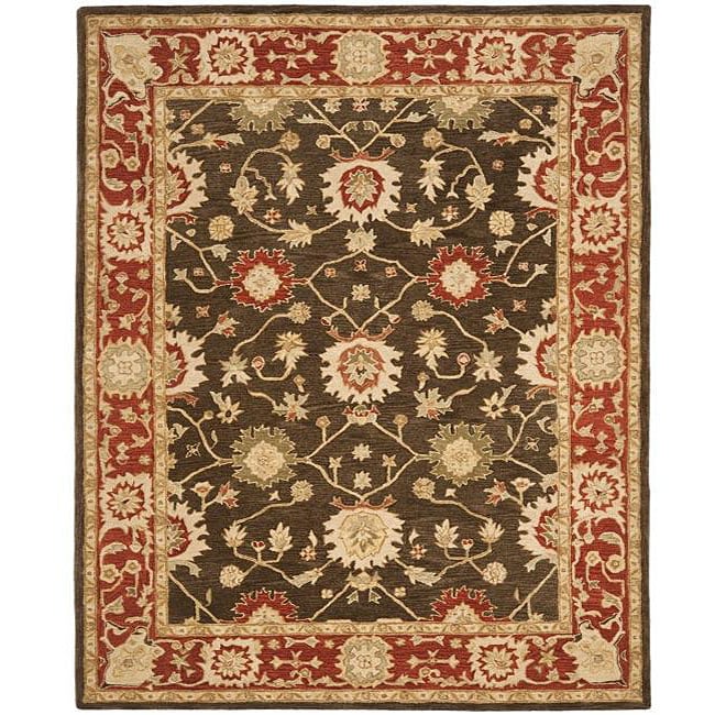 Handmade Kerman Olive/ Rust Wool Rug (6 Square)