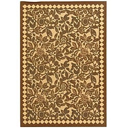 Indoor/ Outdoor Natural/ Black Rug (6'7 x 9'6) Safavieh 5x8   6x9 Rugs