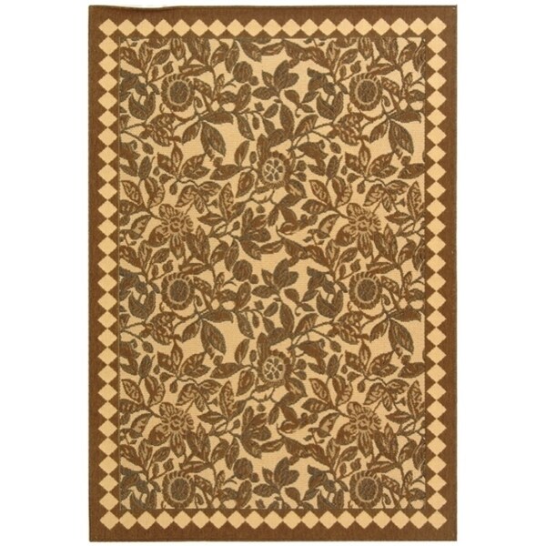 Safavieh Courtyard Garden Natural/ Black Indoor/ Outdoor Rug - 8' X 11'