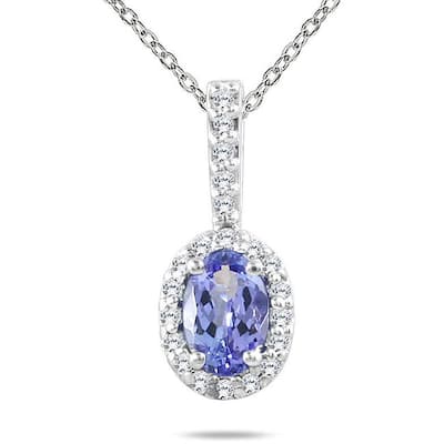 Marquee 10k White Gold Tanzanite and 1/10ct TDW Diamond Necklace (H-I, I1-I2)