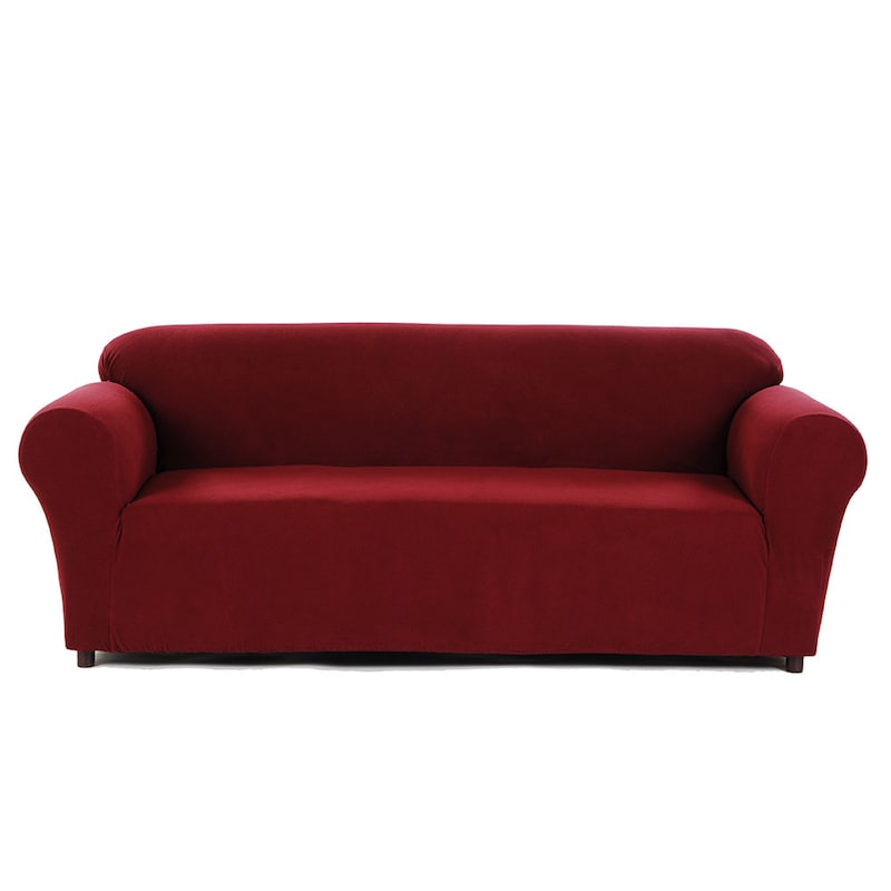 Classic Slipcovers Snowball Stretch Loveseat Slipcover - Burgundy