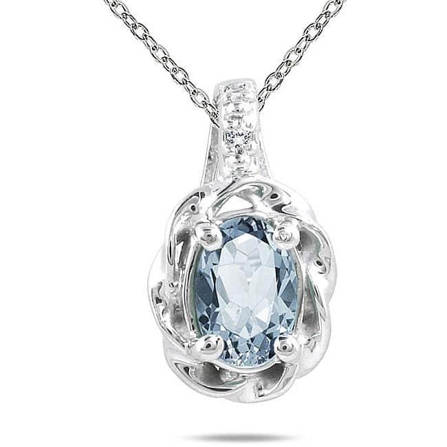 Marquee 10k White Gold Aquamarine Pendant