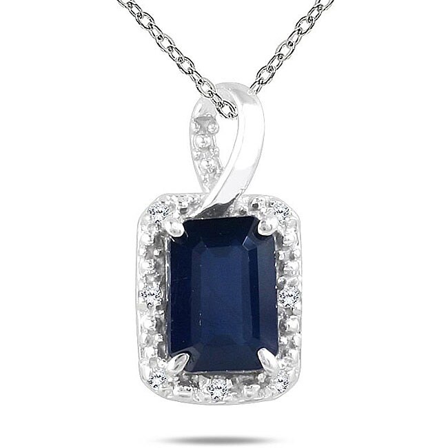 Shop Marquee Jewels 10k White Gold Sapphire and Diamond Accent Necklace ...