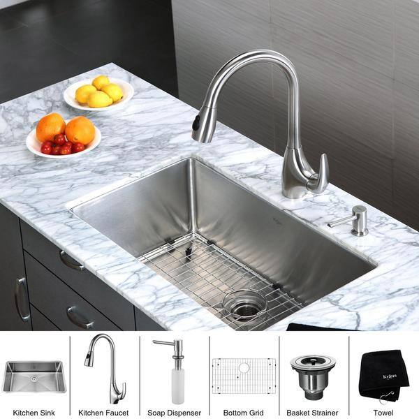 Kraus 30-Inch Undermount Single Bowl Stainless Steel Kitchen Sink