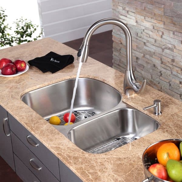 Kraus Standart Pro 32 Undermount Kitchen Sink + Faucet Combo - Stainless Steel