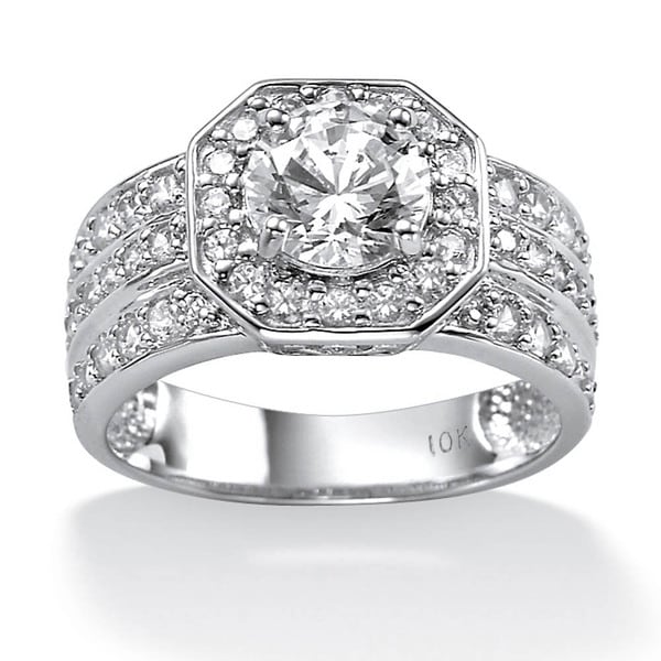 2.26 TCW Round Cubic Zirconia Octagon Engagement Anniversary Ring in ...