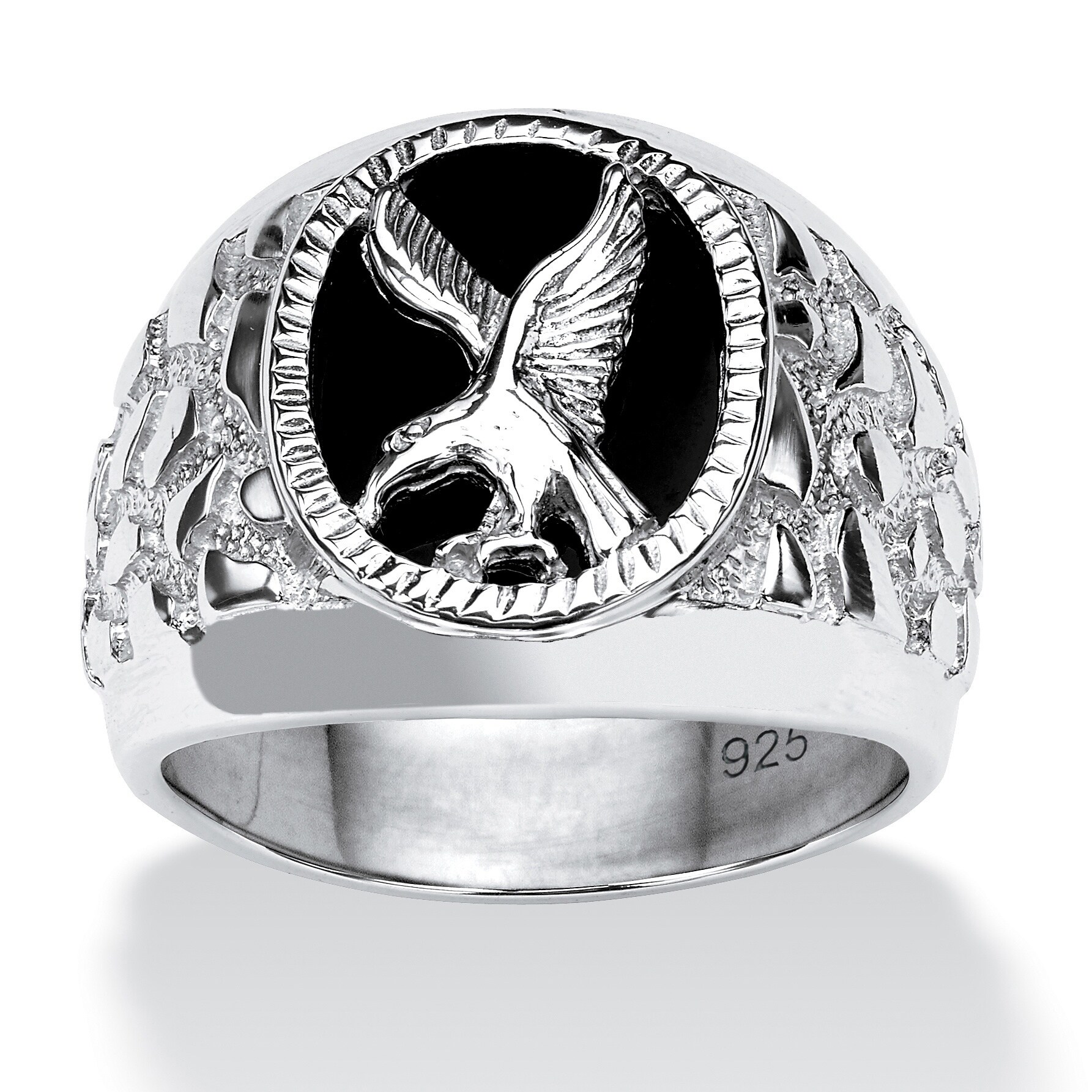 Men S Sterling Silver Onyx Eagle Ring On Sale Overstock