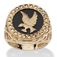 Shop Black Hills Gold and Silver Onyx Mens Eagle Ring - On Sale - Free ...