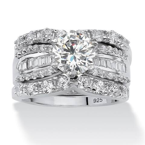 Bridal Sets Online At Our Best Wedding Ring Set Platinum Over Sterling Silver Cubic Zirconia Bridal Ring Set White