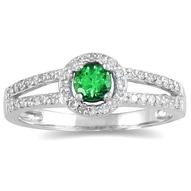 Marquee Jewels 10k White Gold Emerald and 1/4ct TDW Diamond Ring (H-I, I1-I2)