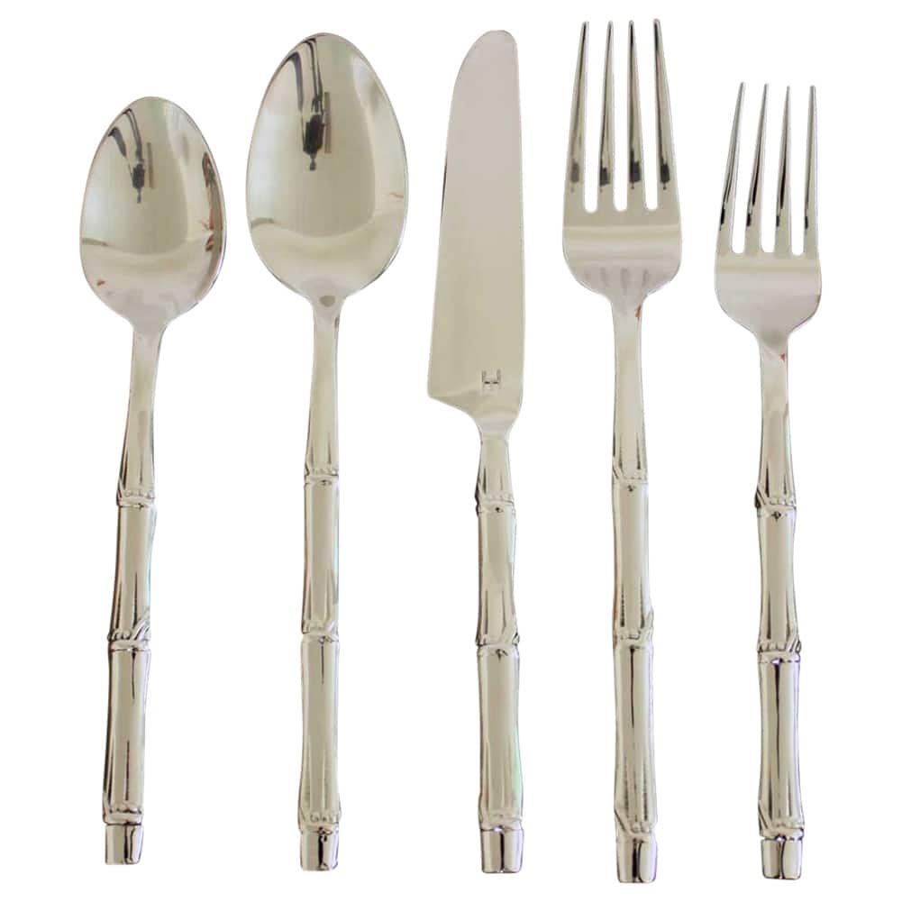 Haussmann® Stainless Steel Bamboo Flattened Flatware 5 PC Set x 4 Pl Set - .5 x .5 x 9
