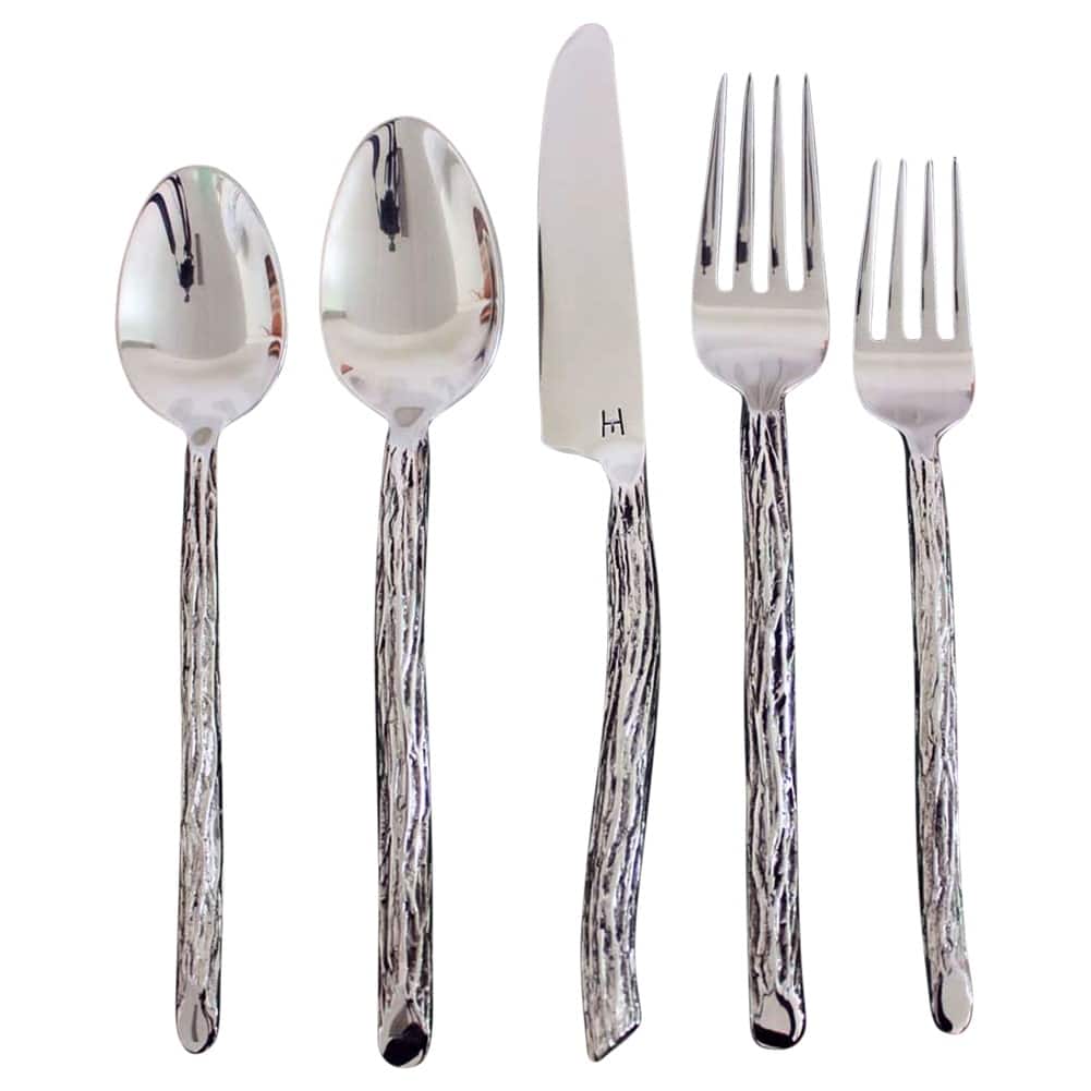 Haussmann® Stainless Steel Bark Flatware 5 PC Setting x 4 Place Settings - .5 x .5 x 9