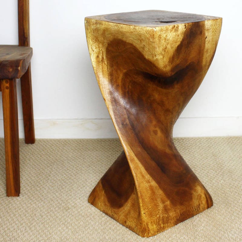 Haussmann® Single Twist Stool Table 12 in SQ x 24 in H Walnut Oil - 12" x 12" x 24"