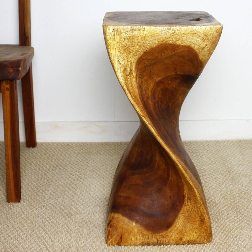 Haussmann Original Twist Solid Wood End Table - 12 x 12 x 24 in - Walnut - 12" x 12" x 24"
