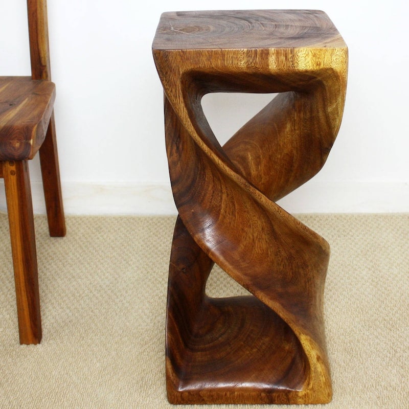 Haussmann® Wood Double Twist Stool Table 12 in SQ x 26 in H Walnut Oil - 12" x 12" x 26"