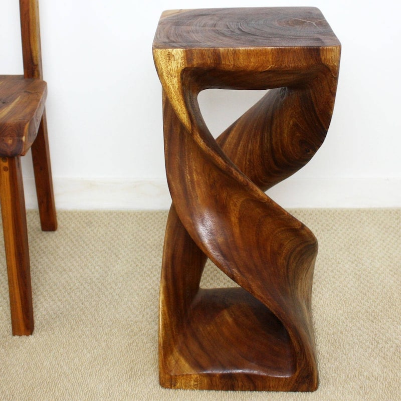 Haussmann® Wood Double Twist Stool Table 12 in SQ x 26 in H Walnut Oil - 12" x 12" x 26"