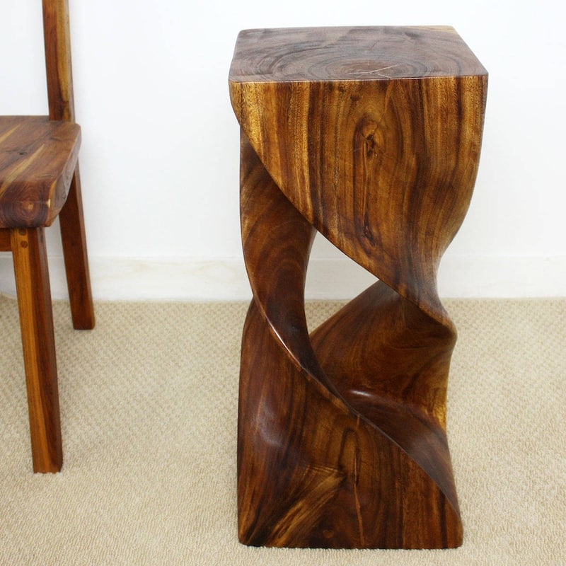 Haussmann® Wood Double Twist Stool Table 12 in SQ x 26 in H Walnut Oil - 12" x 12" x 26"