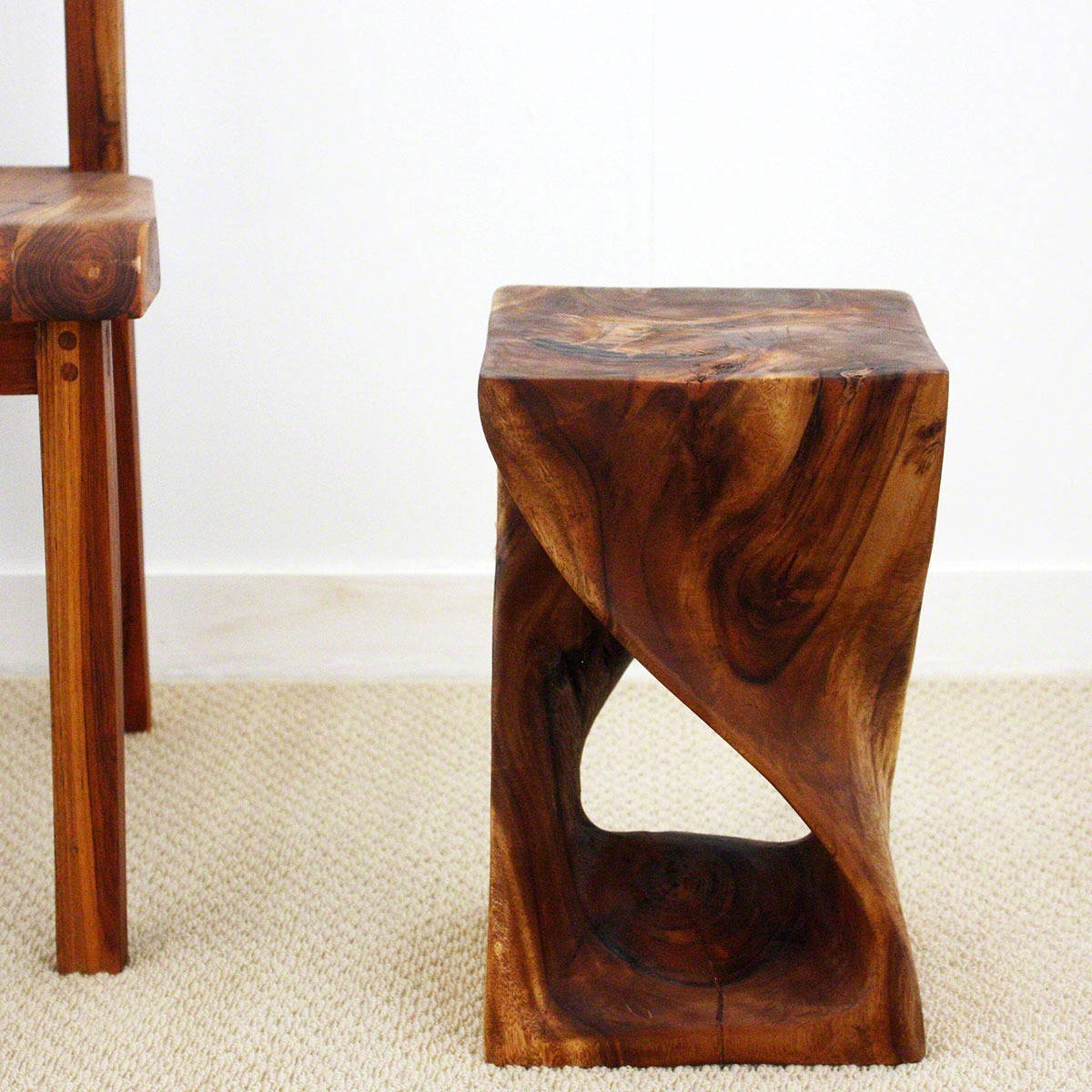 Original Wood Twist Stool 10 X 16 In High Walnut Oil Original Wood Twist Stool 10 X 16 In High Walnut Oil