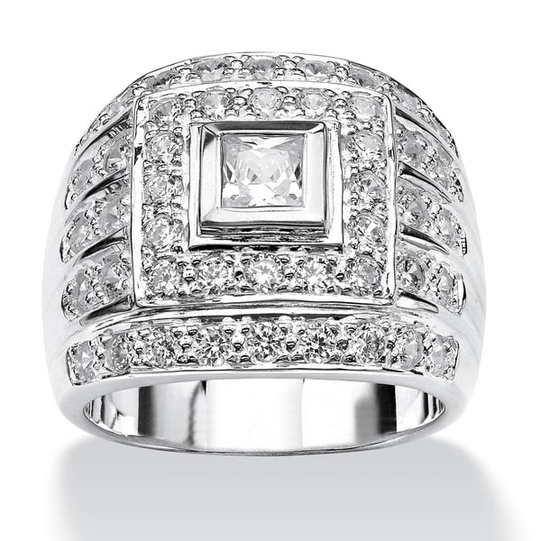 Men's 2.89 TCW Square-Cut Cubic Zirconia Ring in .925 Sterling Silver ...