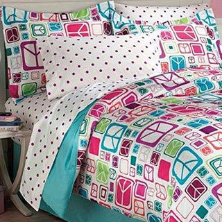 Peace Sign Bedding Set Teen For Girls Full Comforter Bed Sheets Reversible 7pc Teen Bedding Universitasfundacion Kids Teens Bedding Sets