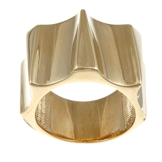 Sterling Essentials 14K Gold over Silver Fortuna Cutout Ring