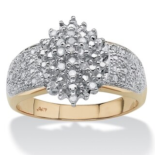 10K Yellow Gold Round Genuine Diamond Cluster Ring (1/4 cttw 10K Yellow Gold Round Genuine Diamond Cluster Ring (1/4 cttw