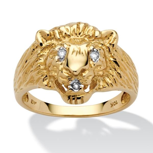 Men's 14k Yellow Gold Eyes Open Lion Head Ring Sizes 7-13 Big Men's 14k Yellow Gold Eyes Open Lion Head Ring Sizes 7-13 Big