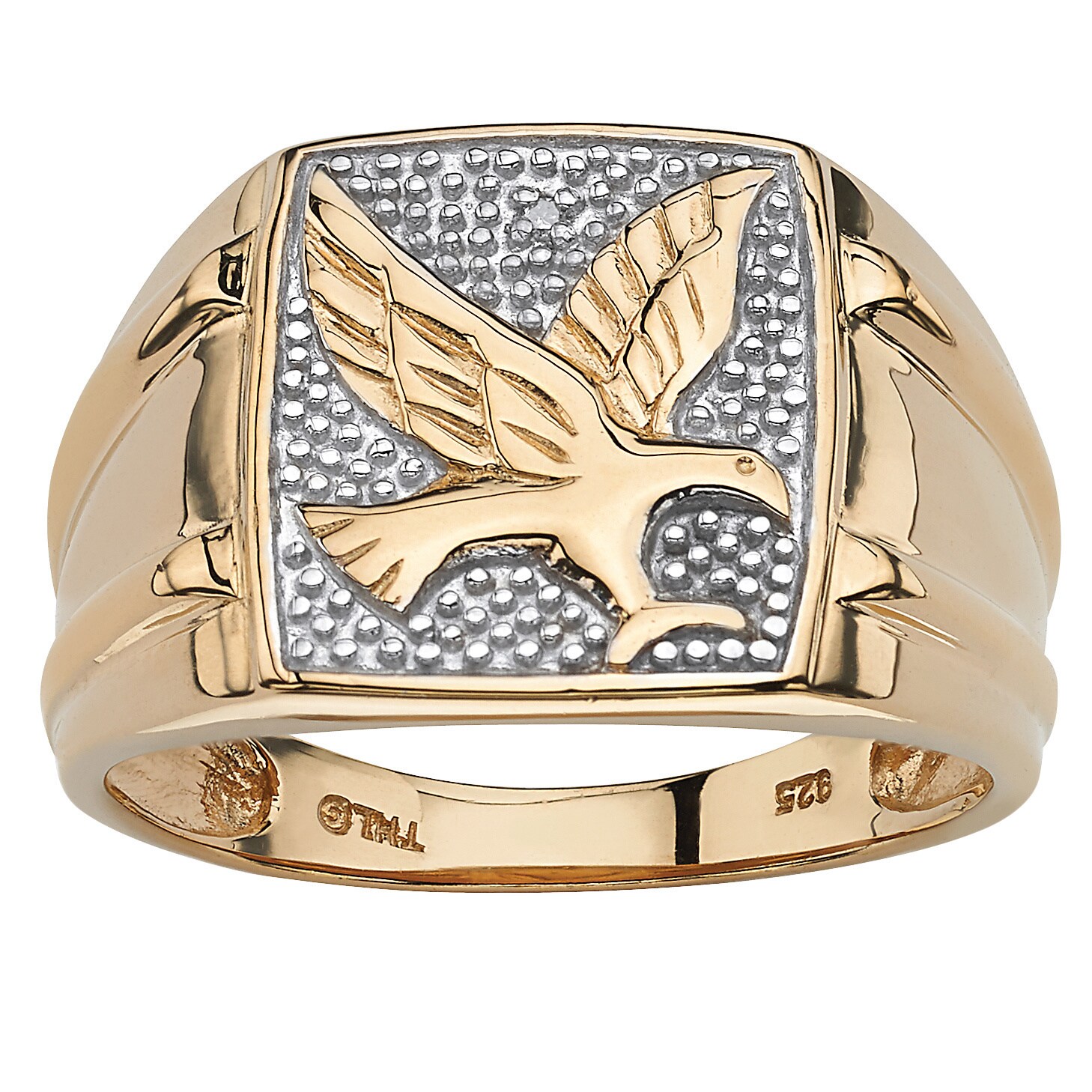 Gent Men Man Guy Oval Shape Eagle Ring 14k Yellow Gold White Rhodium Gent Men Man Guy Oval Shape Eagle Ring 14k Yellow Gold White Rhodium