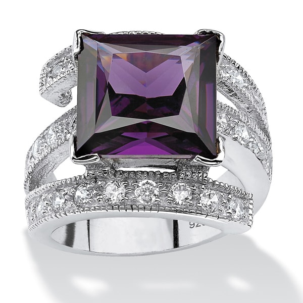 PalmBeach 5.66 TCW Princess Cut Purple Cubic Zirconia Sterling Silver