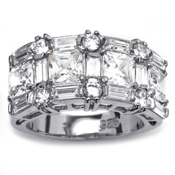 Ultimate CZ Cubic Zirconia Platinum Over Sterling Silver Ring Palm Beach Jewelry Cubic Zirconia Rings