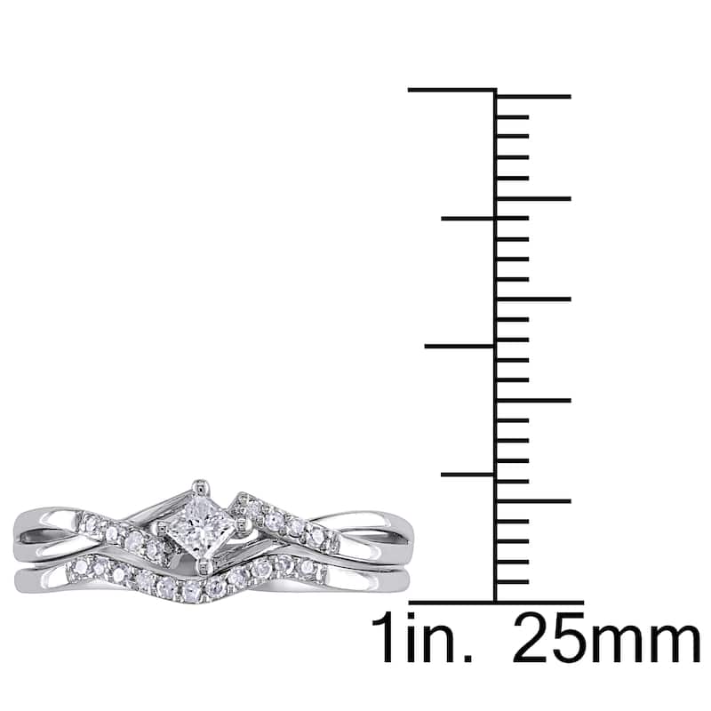 Miadora 10k White Gold 1/5ct TDW Diamond Bridal Set
