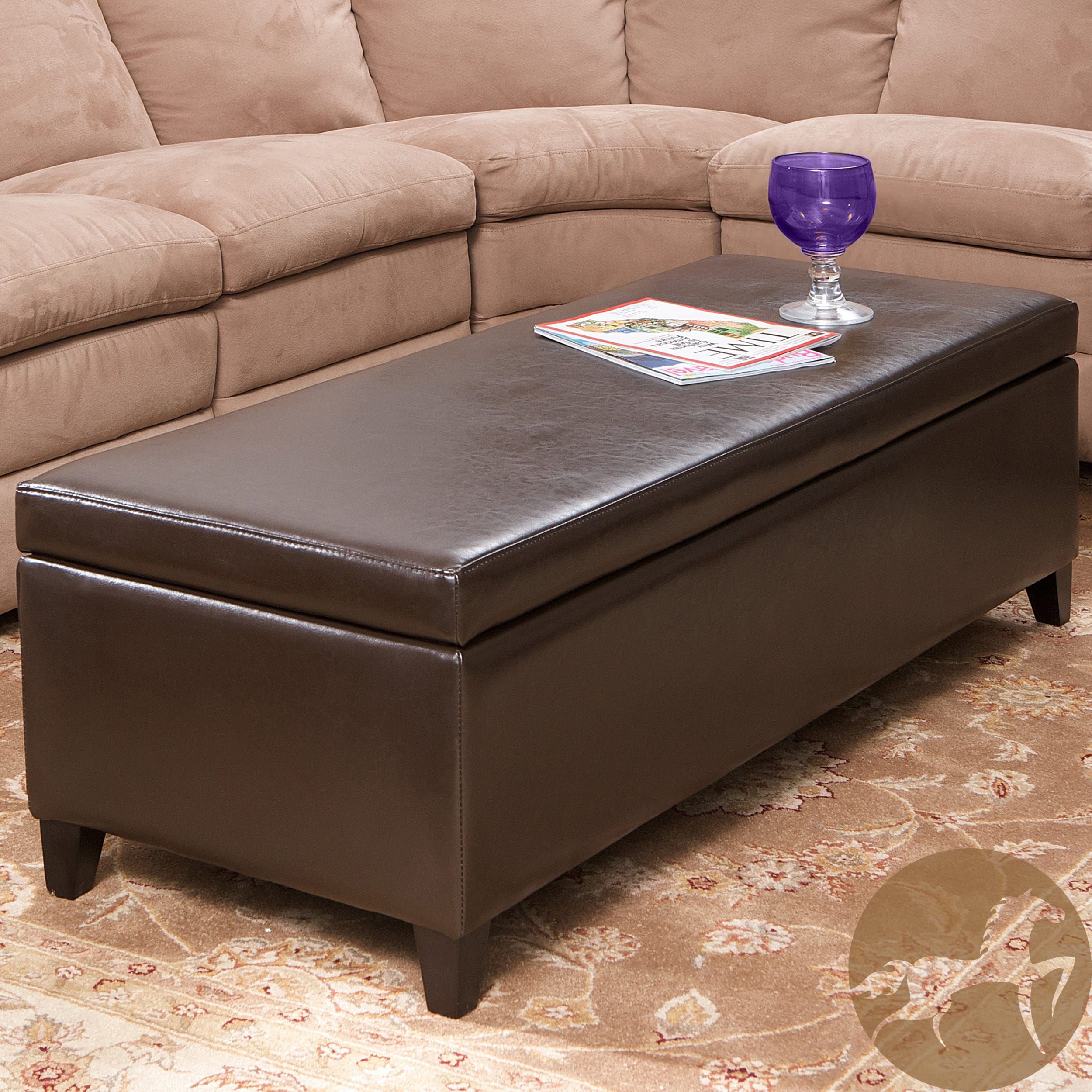 Christopher Knight Home York Bonded Leather Brown Storage Ottoman Bench