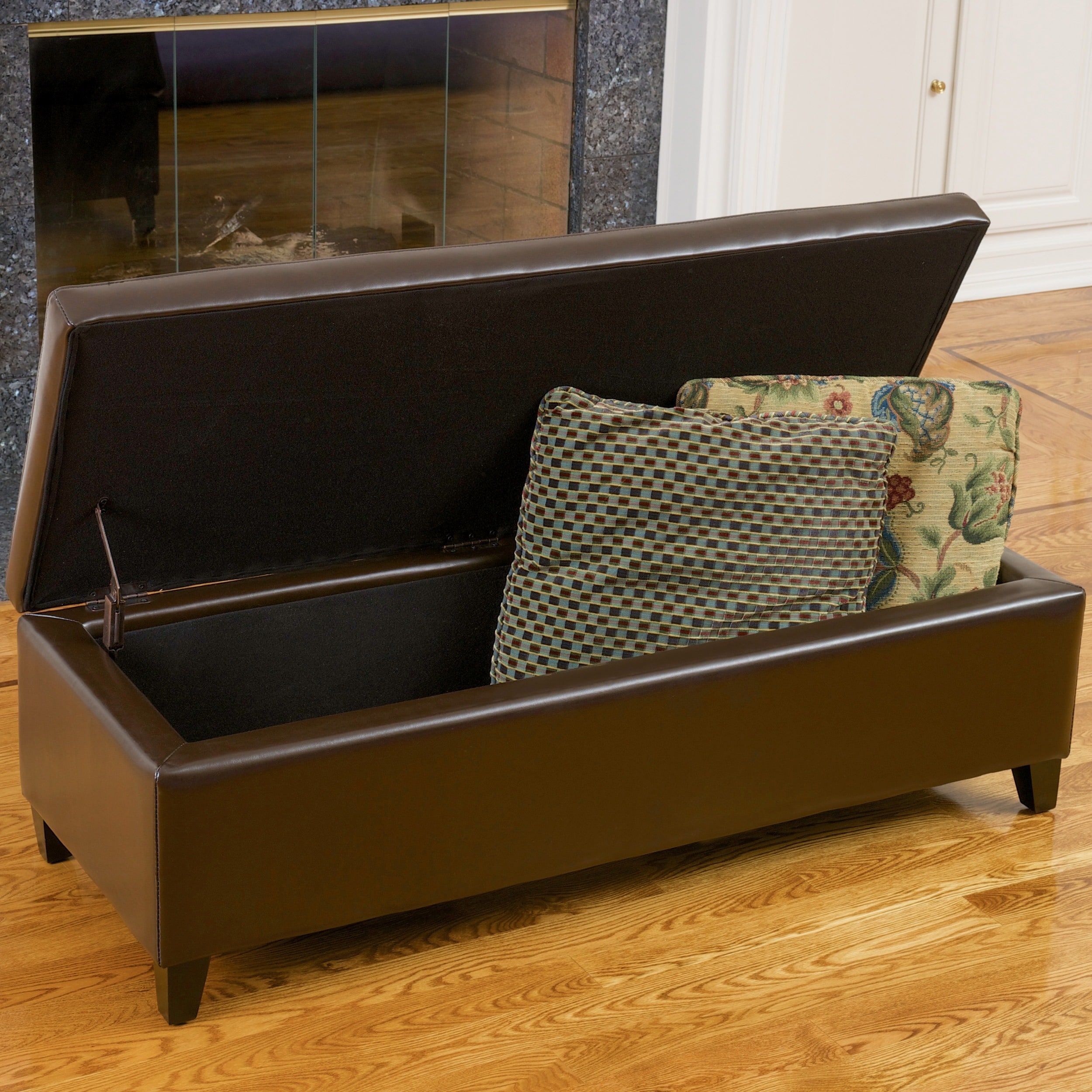 Christopher Knight Home York Bonded Leather Brown Storage Ottoman