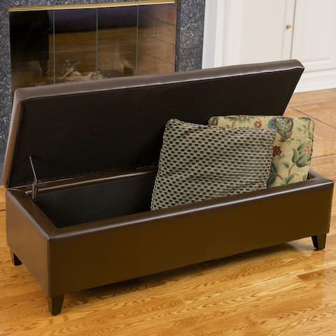 York Bonded Leather Storage Ottoman Bench by Christopher Knight Home