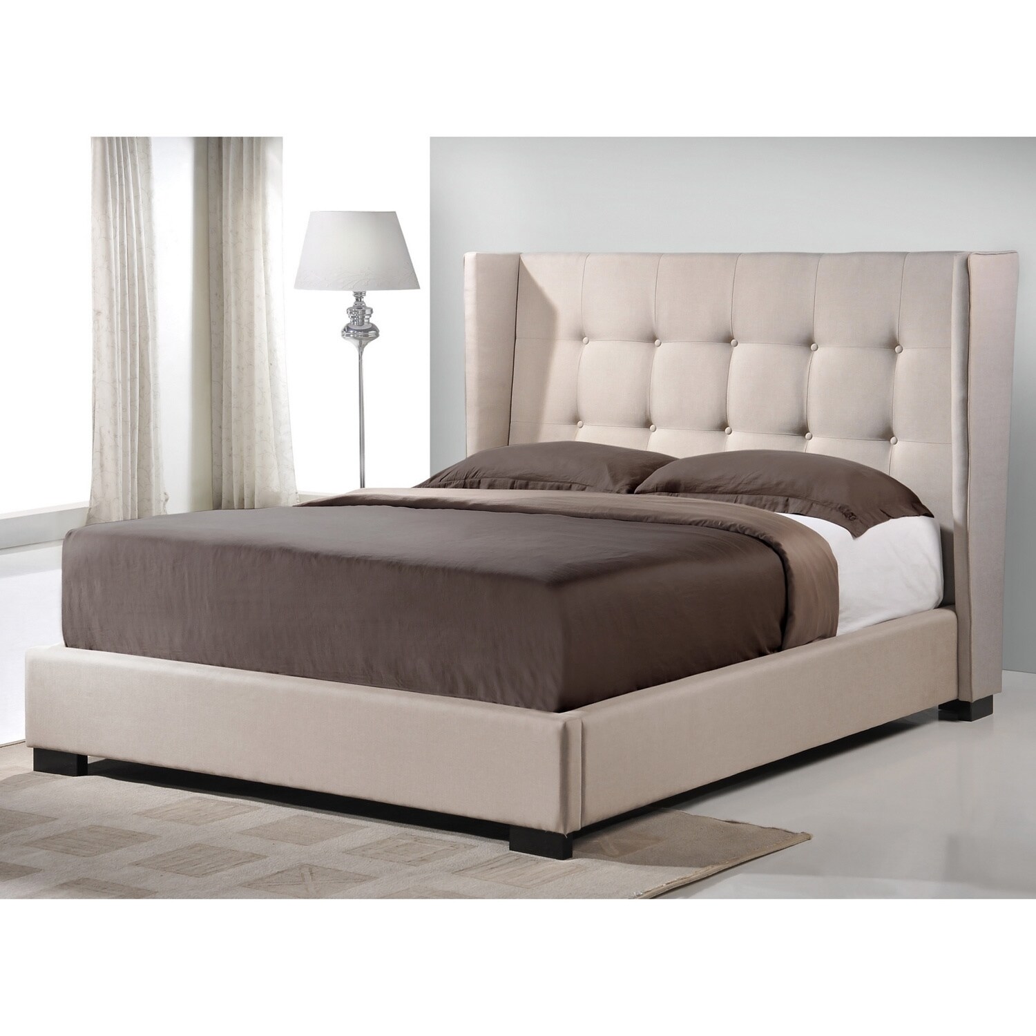 Shop Favela Beige Linen Platform Bed - Free Shipping Today - Overstock ...