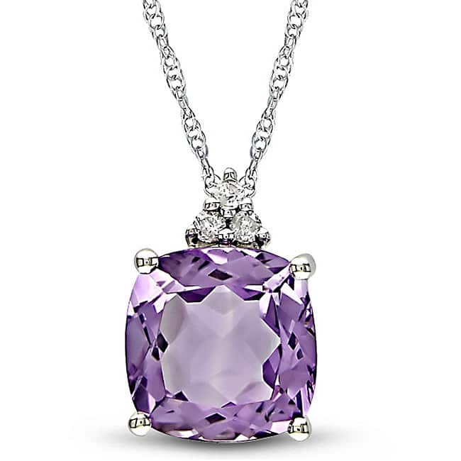 Miadora 10k White Gold 2 3/4ct TGW Amethyst and Diamond Accent Necklace