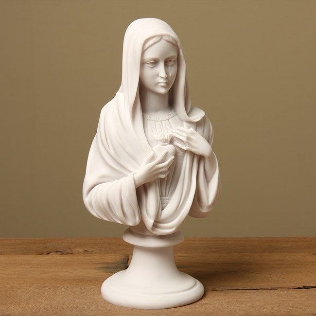 Shop White Bonded Marble Weeping Virgin Mary Bust - Free Shipping Today ...