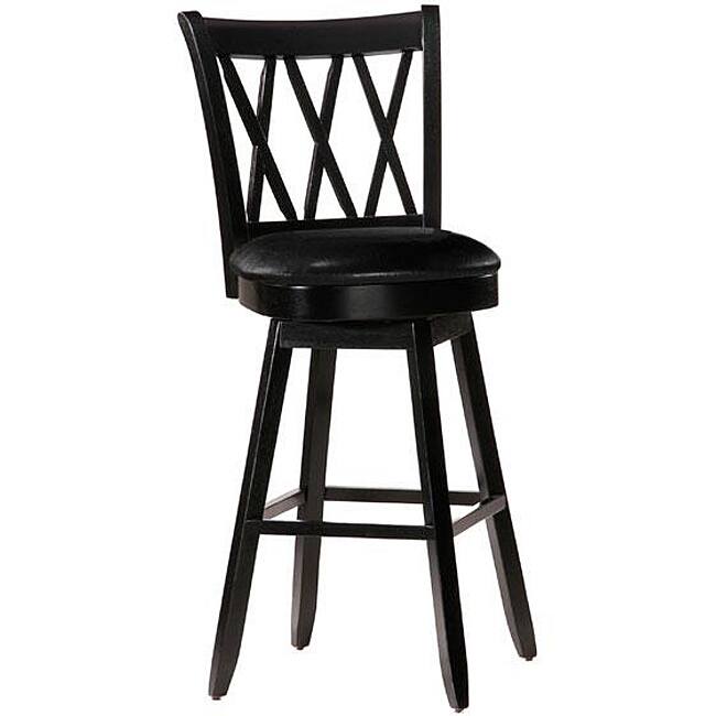 Jasna Wood Black Leather Bar Stool-